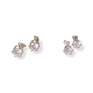 2 Pairs Cubic Zirconia Stud Earrings